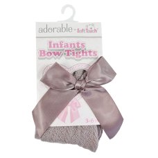 T120-DP: Dusty Pink Jacquard Tights w/Bow (NB-24 Months)